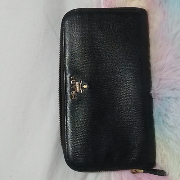 Prada Handbags - SALE! Authentic Prada Black Zip Wallet Pebbled Leather (Zipper Is Off Track)